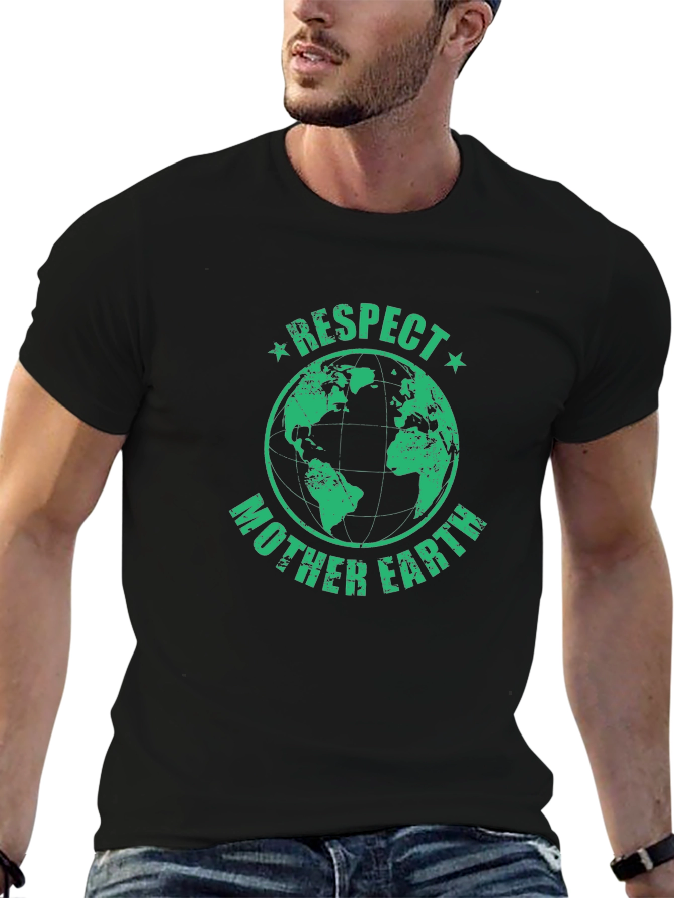 Respect Mother Earth Graphic T-Shirt - Black