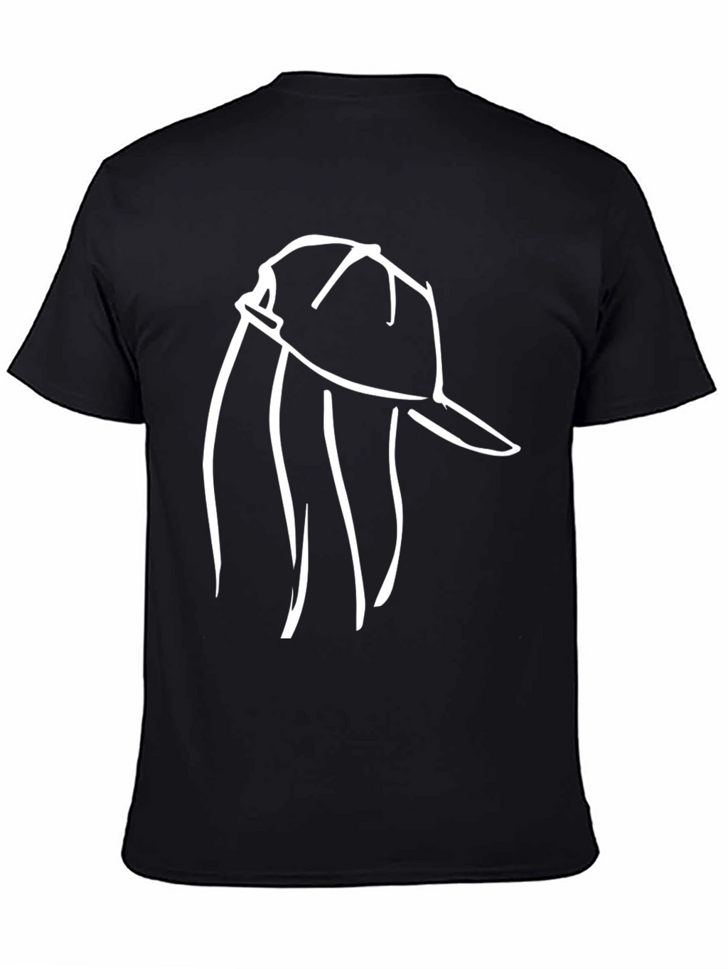 Minimalist Hat Line Art Black T-Shirt