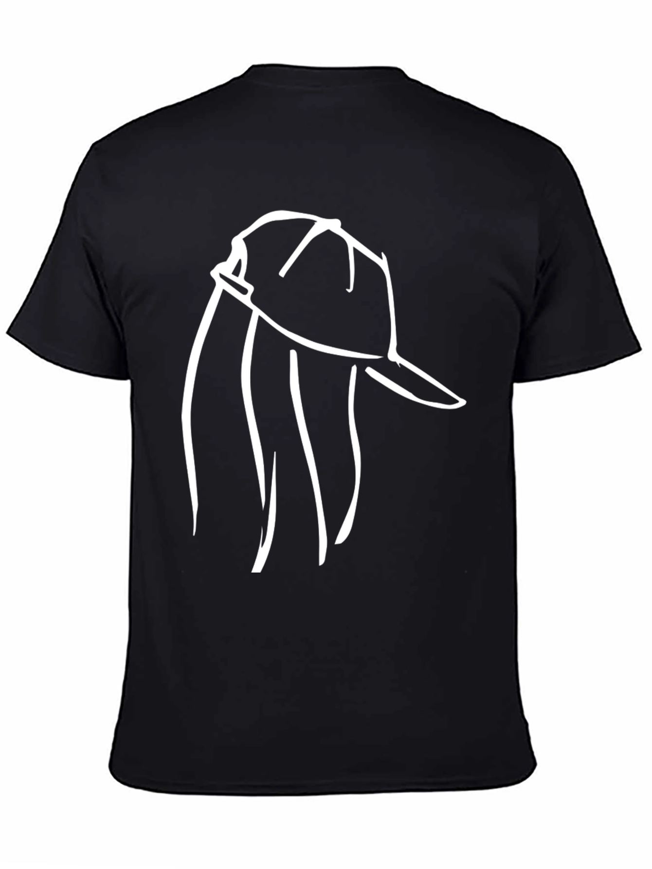Minimalist Hat Line Art Black T-Shirt