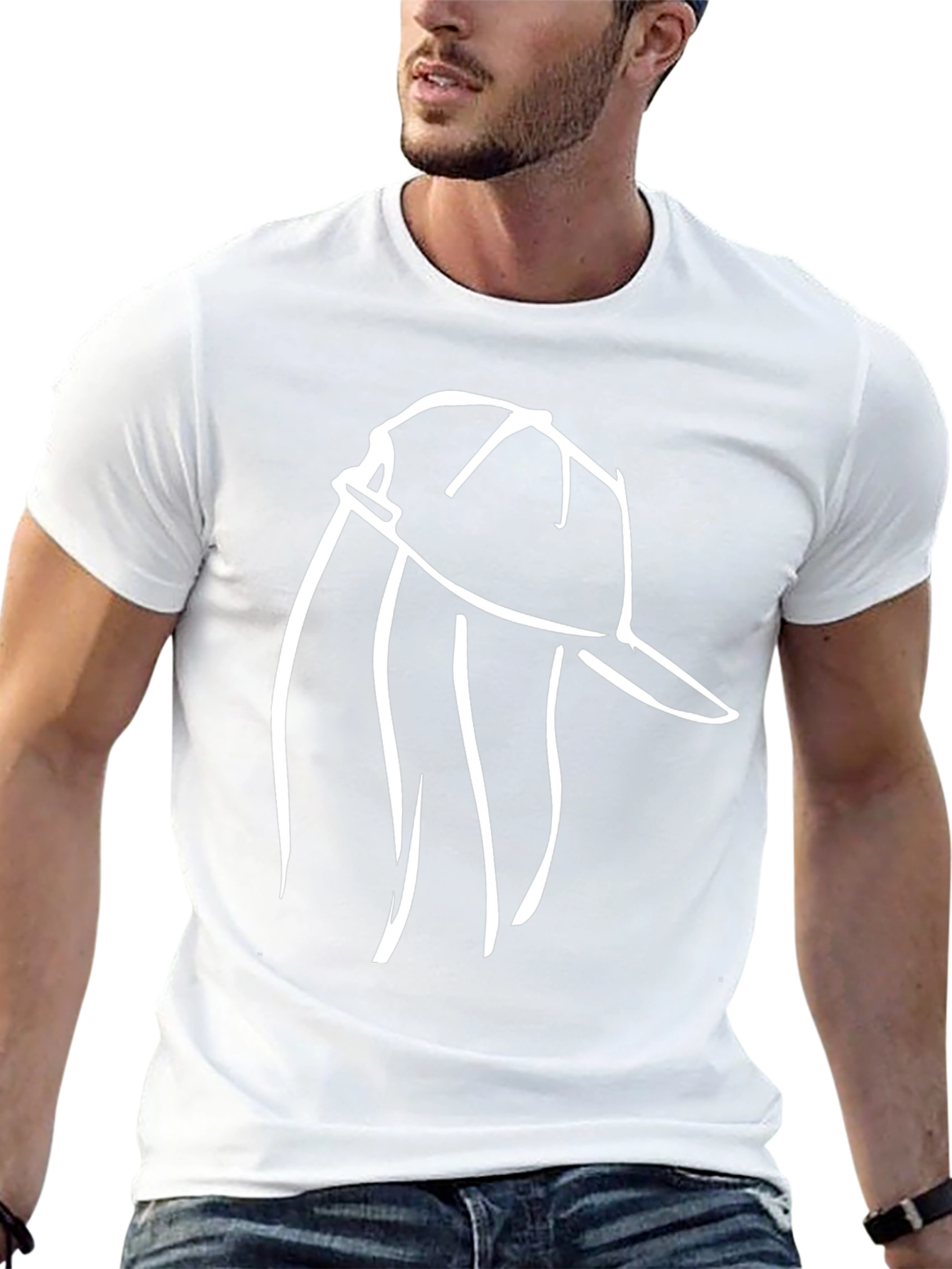 Minimalist Hat Line Art Black T-Shirt