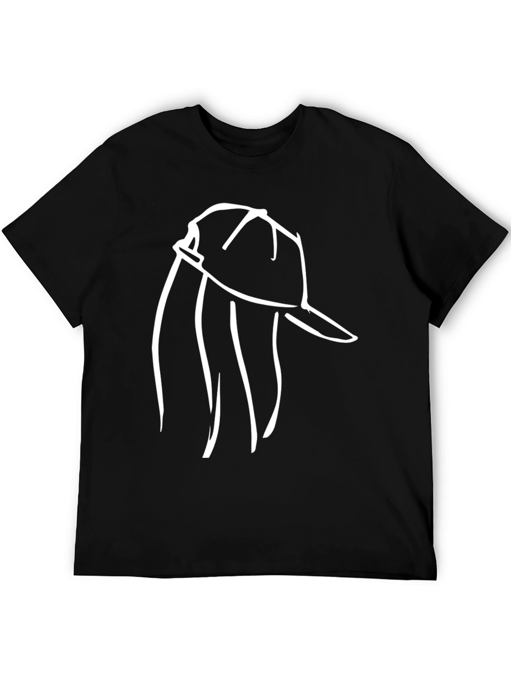 Minimalist Hat Line Art Black T-Shirt