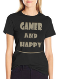 Gamer and Happy Graphic T-Shirt - Casual Wear