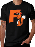 Fox Cartoon Graphic Black T-Shirt