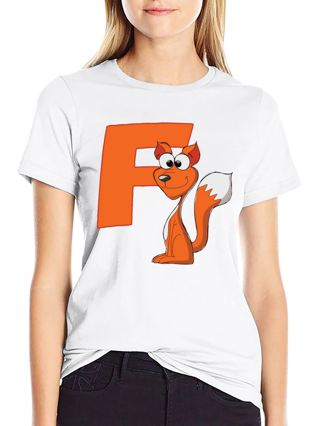 Fox Cartoon Graphic Black T-Shirt