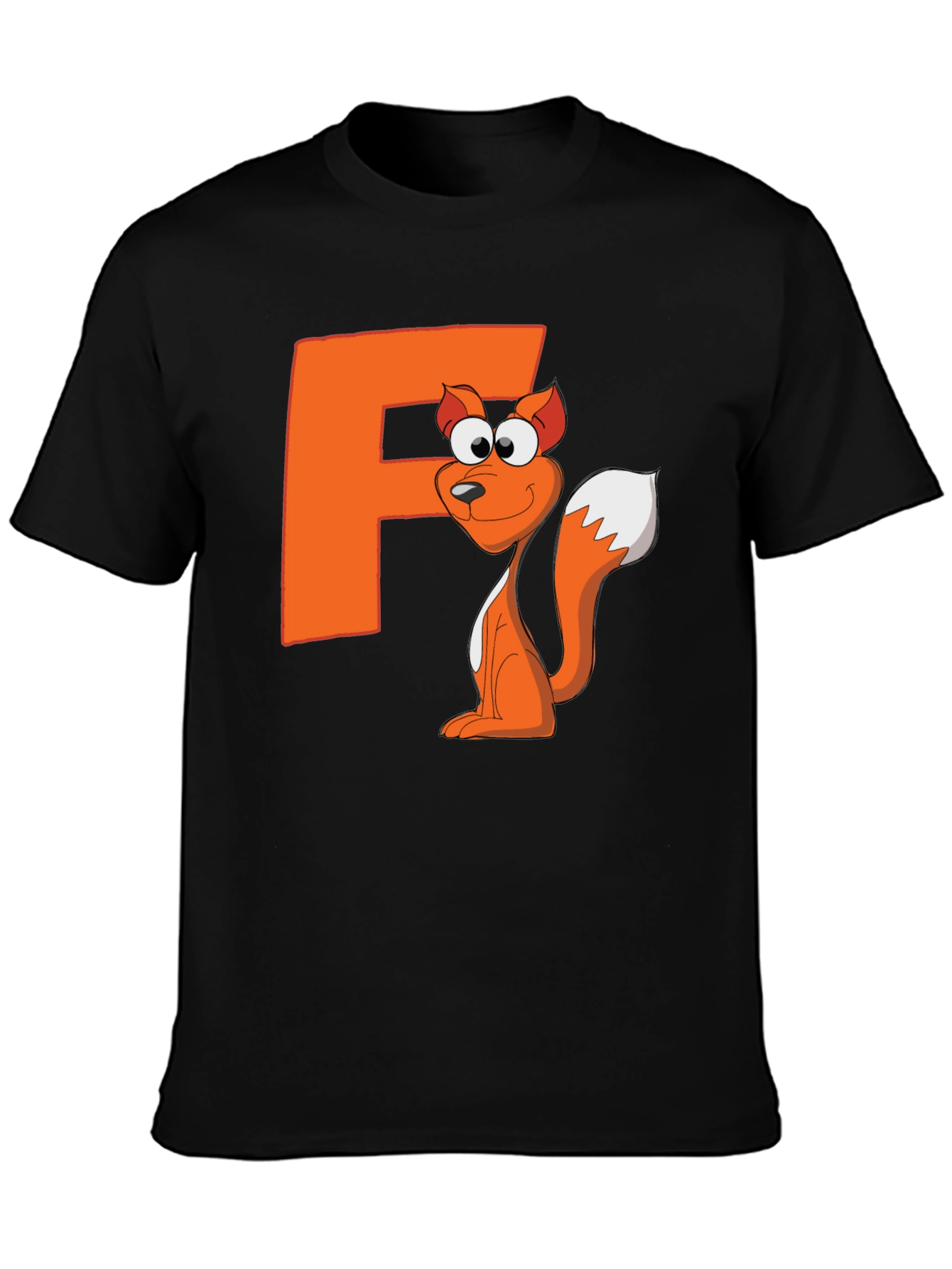Fox Cartoon Graphic Black T-Shirt