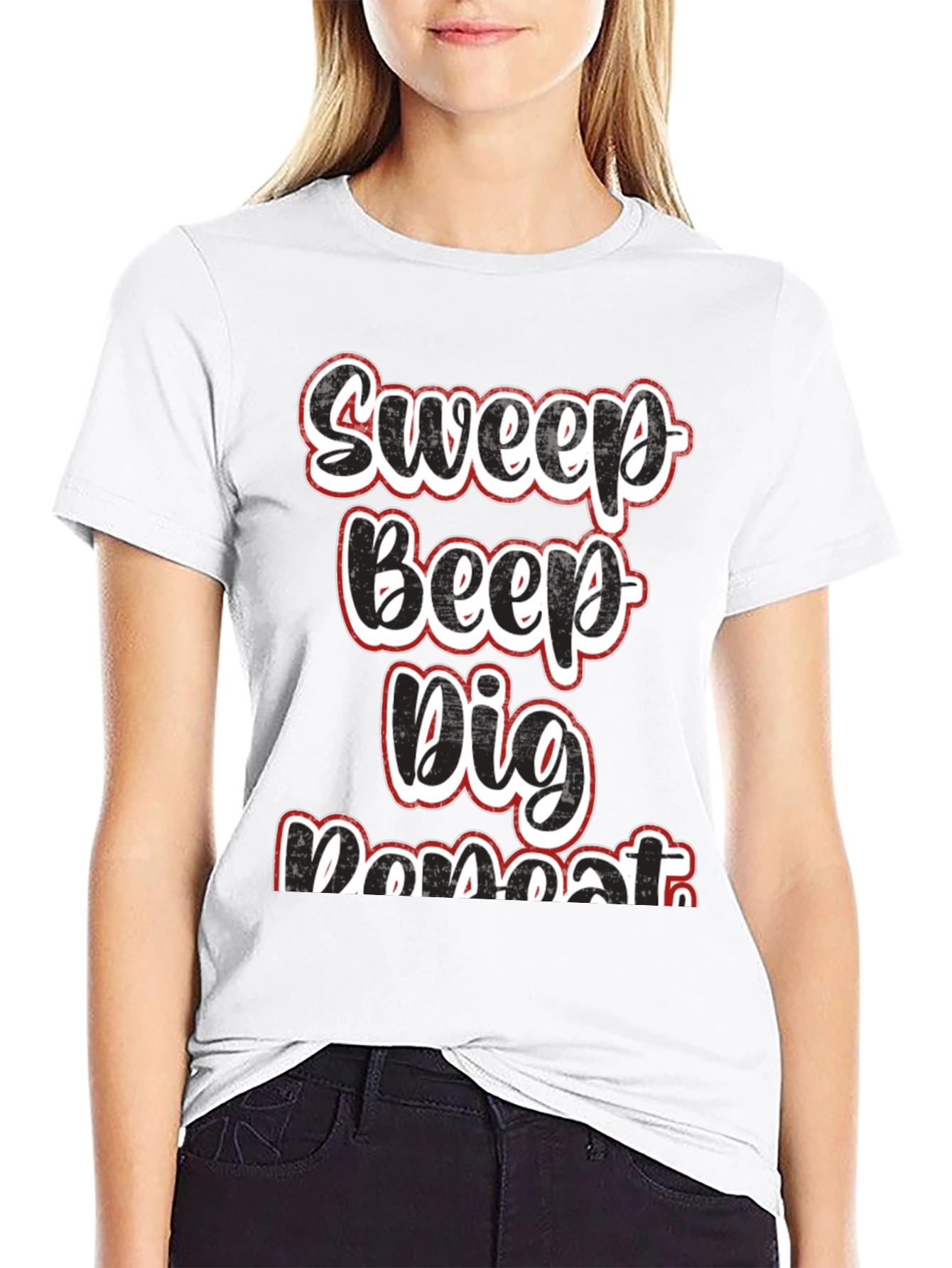 Sweep Beep Dig Repeat Black Graphic Tee