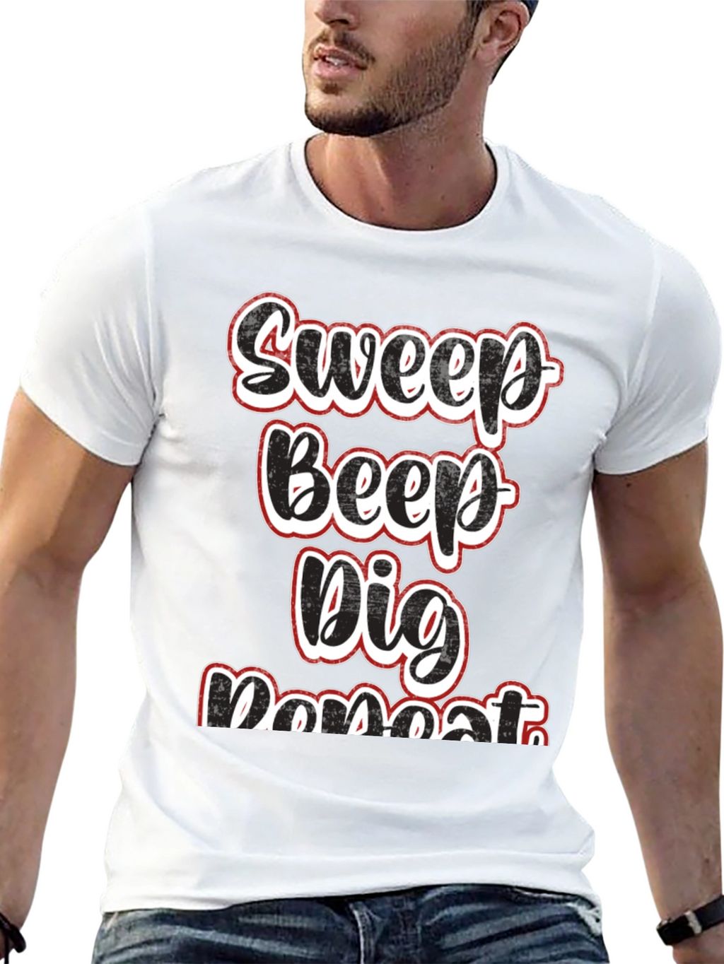 Sweep Beep Dig Repeat Black Graphic Tee