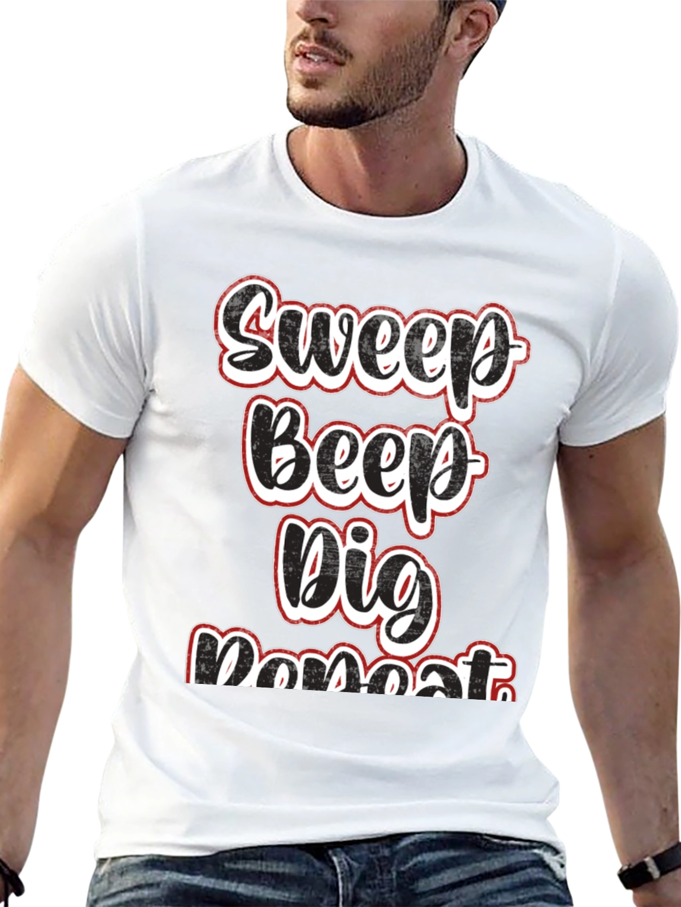 Sweep Beep Dig Repeat Black Graphic Tee