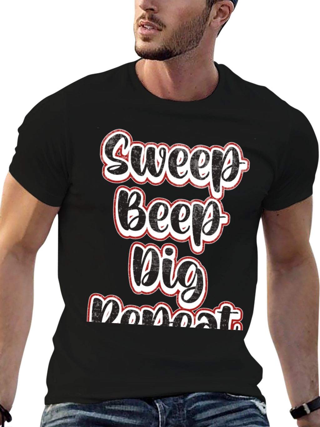 Sweep Beep Dig Repeat Black Graphic Tee