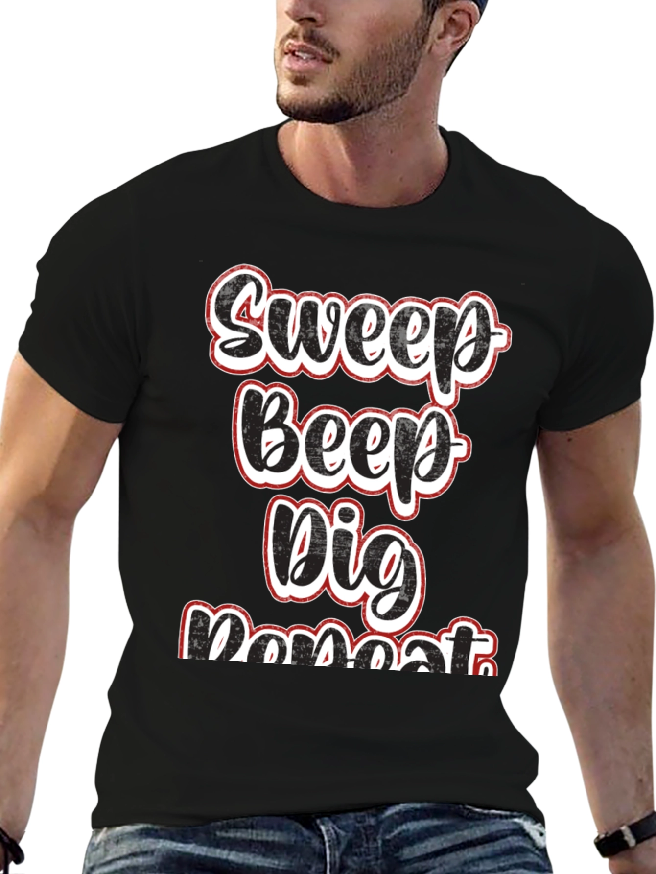 Sweep Beep Dig Repeat Black Graphic Tee