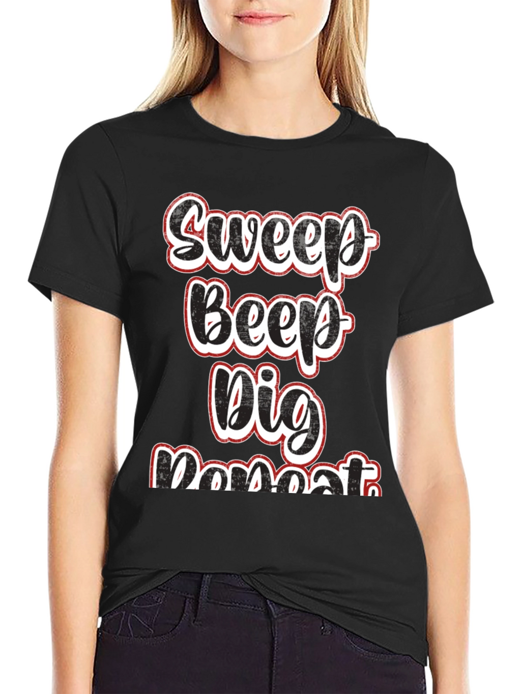 Sweep Beep Dig Repeat Black Graphic Tee