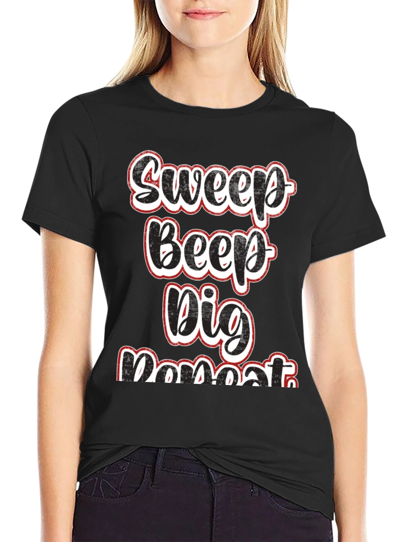 Sweep Beep Dig Repeat Black Graphic Tee