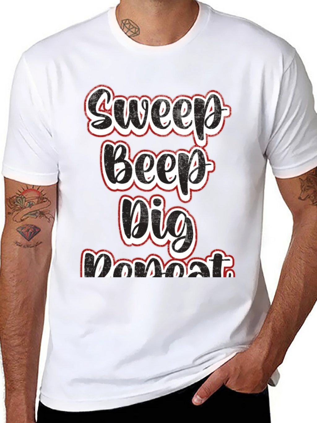 Sweep Beep Dig Repeat Black Graphic Tee