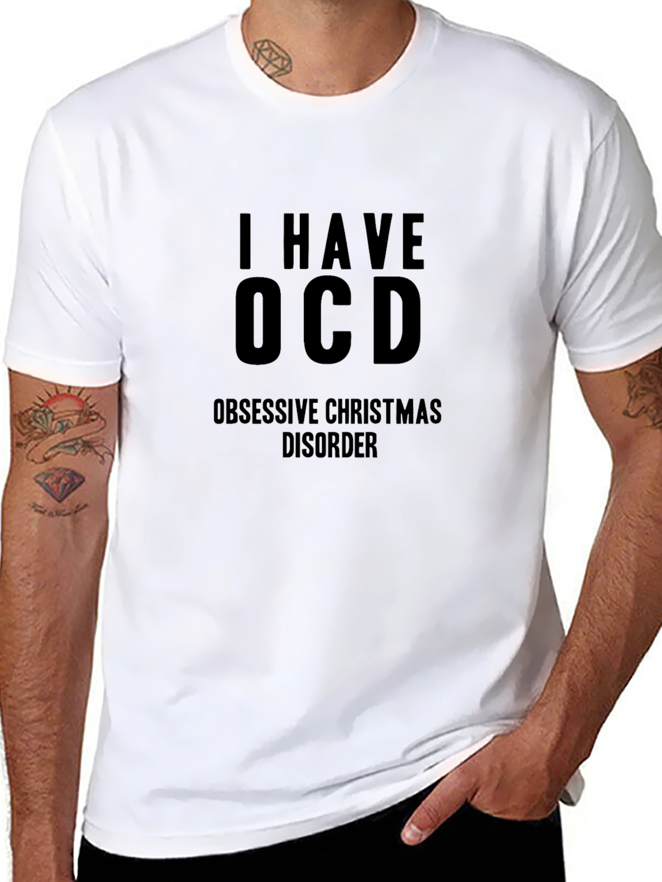 I Have OCD Obsessive Christmas Disorder Black Tee