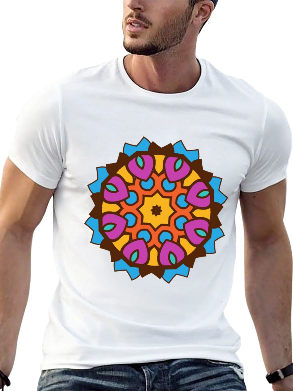 Mandala Graphic Tee - Stylish Mens Black T-Shirt