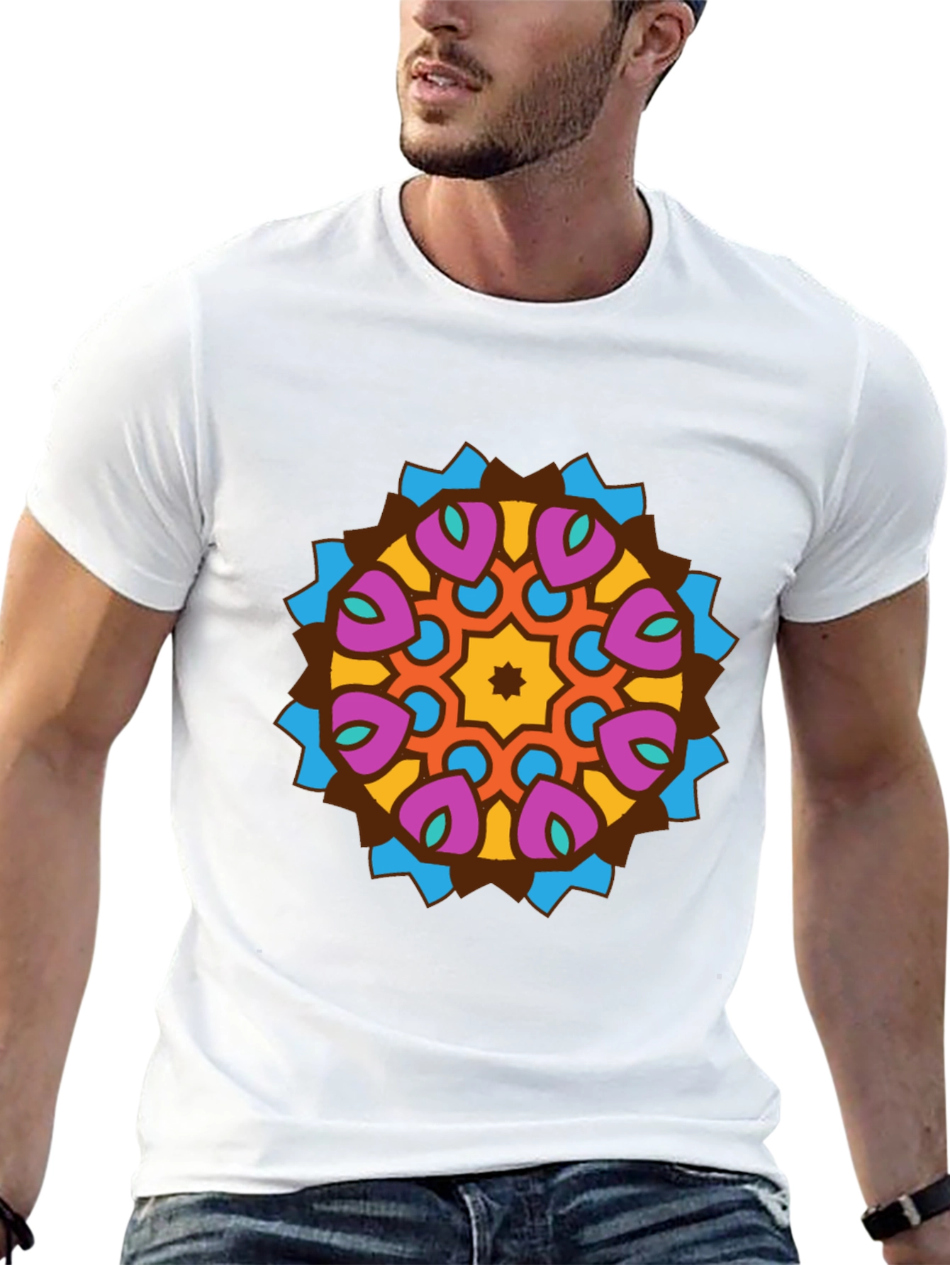 Mandala Graphic Tee - Stylish Mens Black T-Shirt