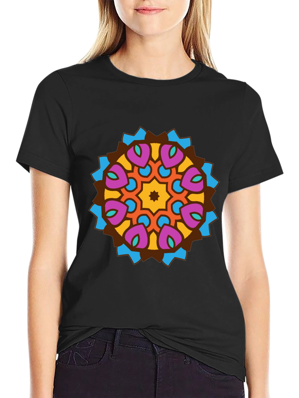 Mandala Graphic Tee - Stylish Mens Black T-Shirt