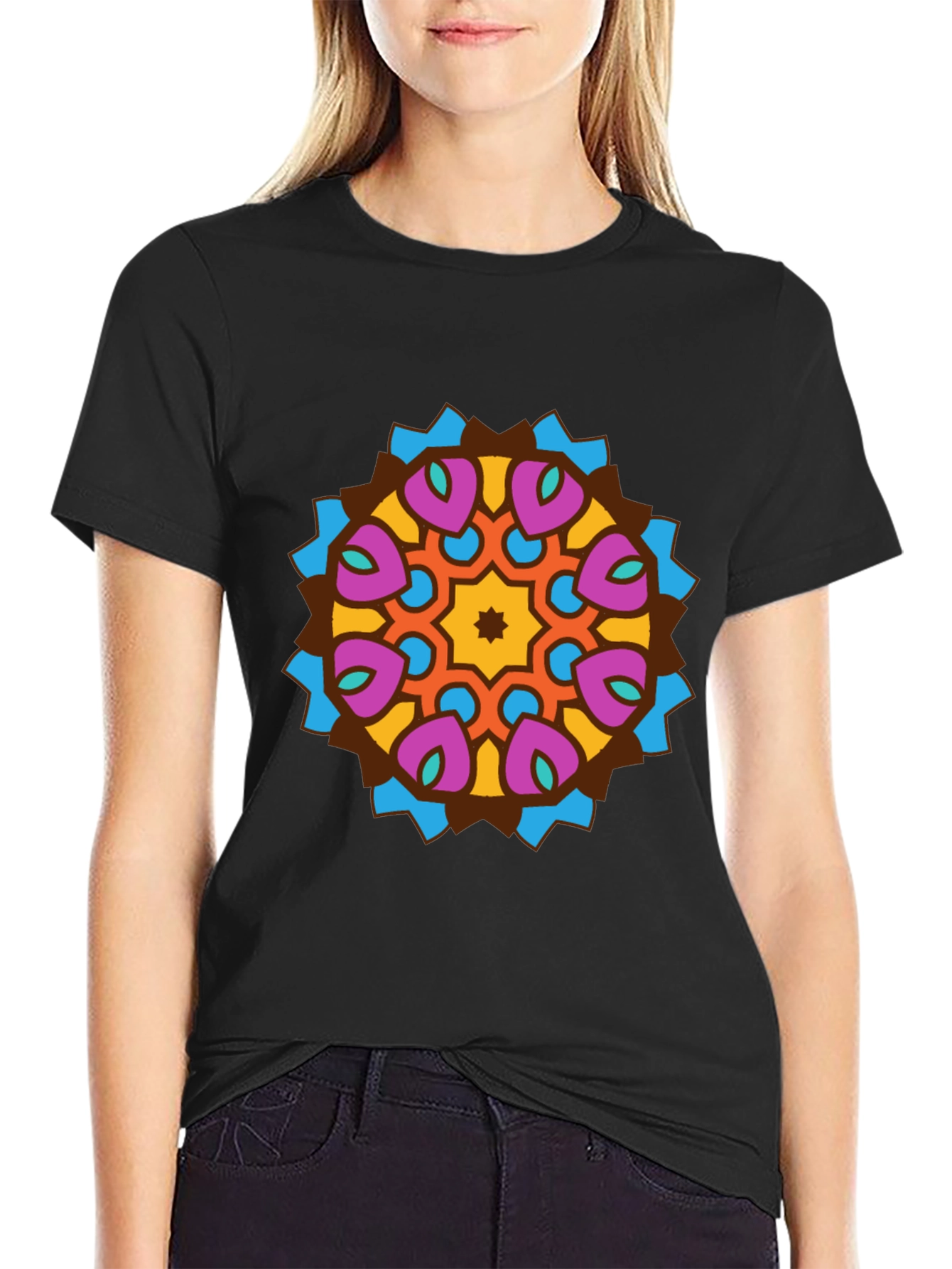 Mandala Graphic Tee - Stylish Mens Black T-Shirt