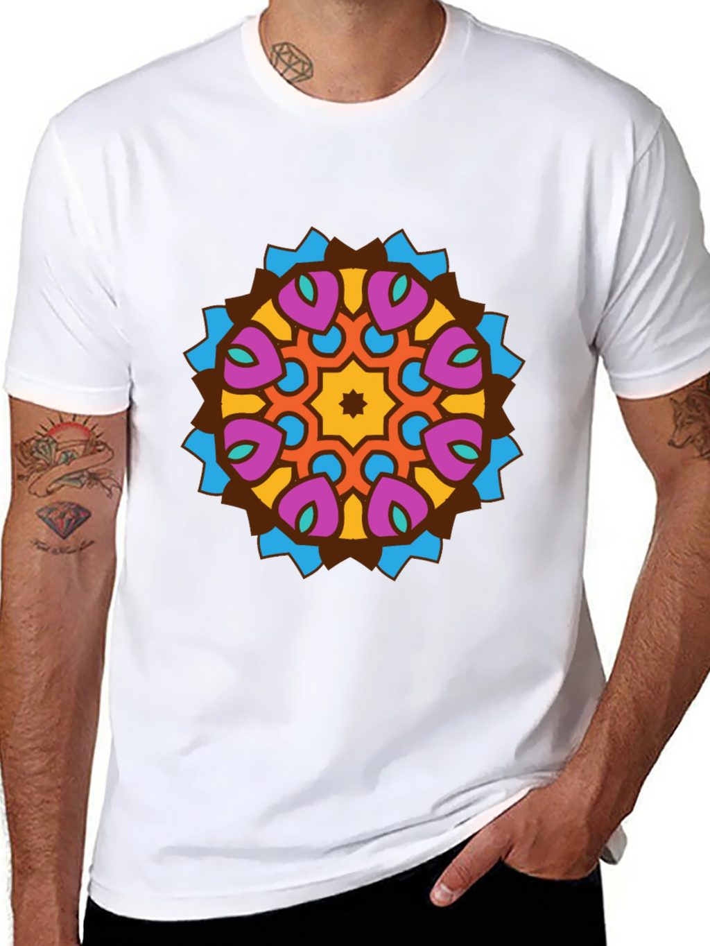 Mandala Graphic Tee - Stylish Mens Black T-Shirt