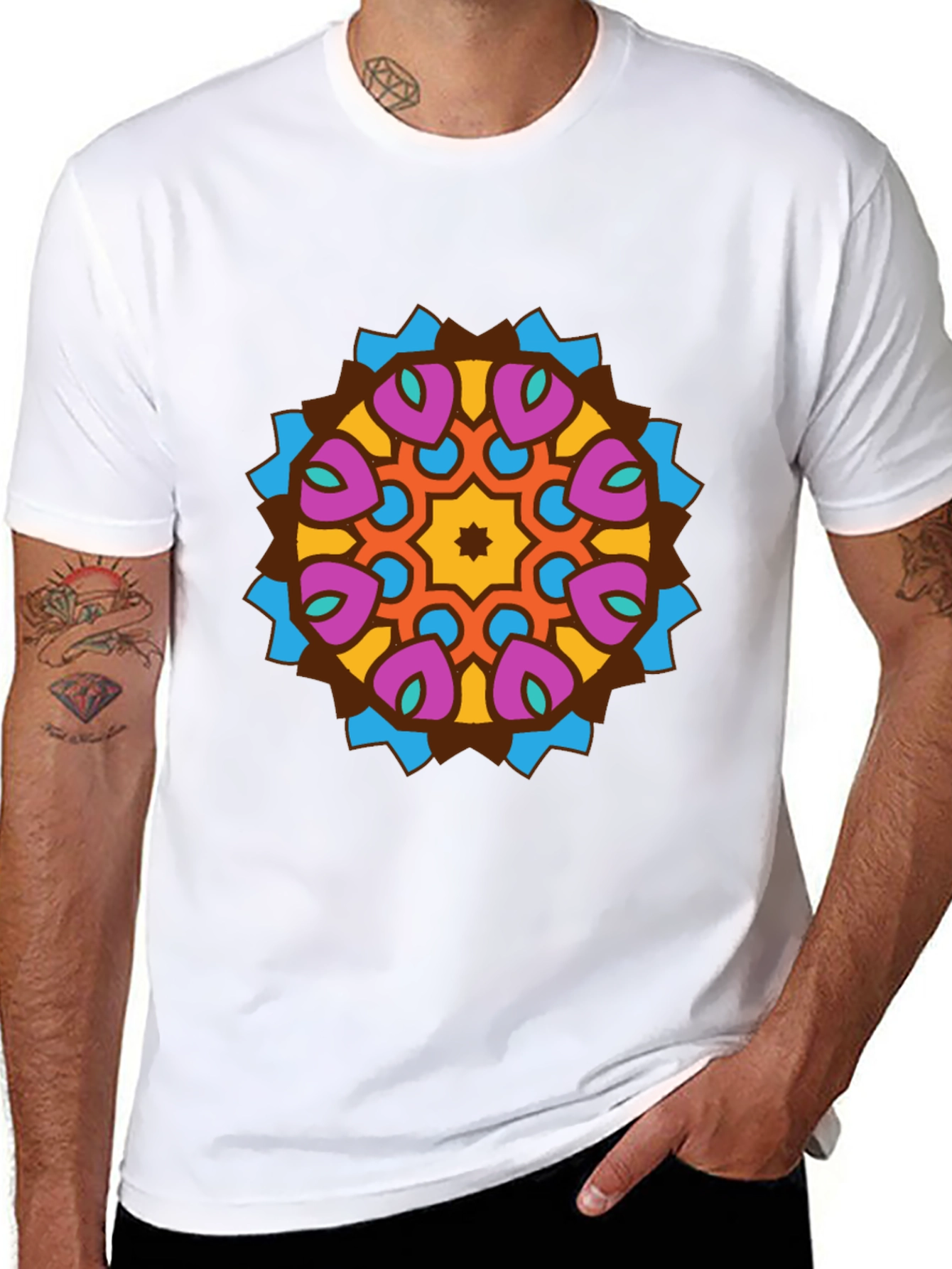 Mandala Graphic Tee - Stylish Mens Black T-Shirt