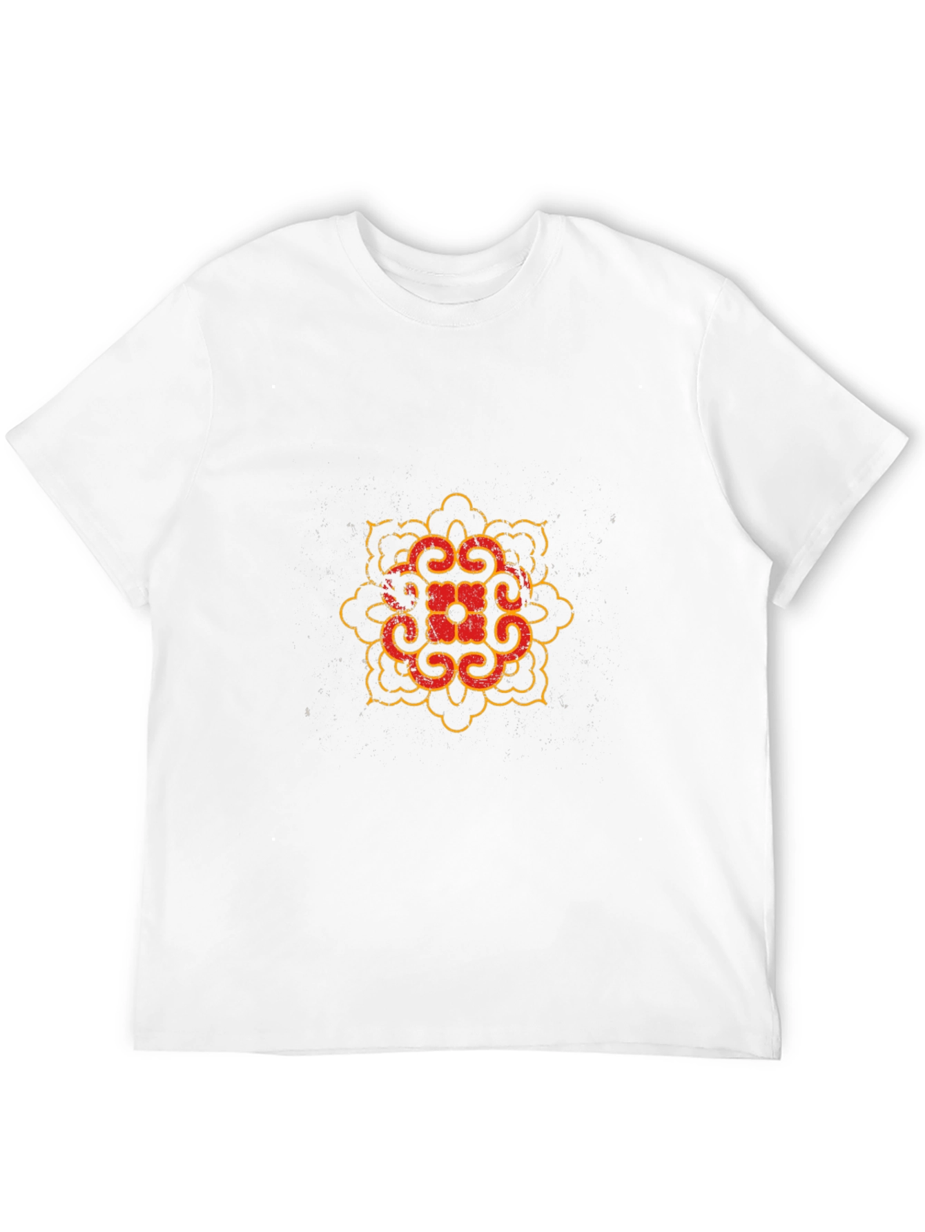 Black T-Shirt with Red and Gold Mandala Design