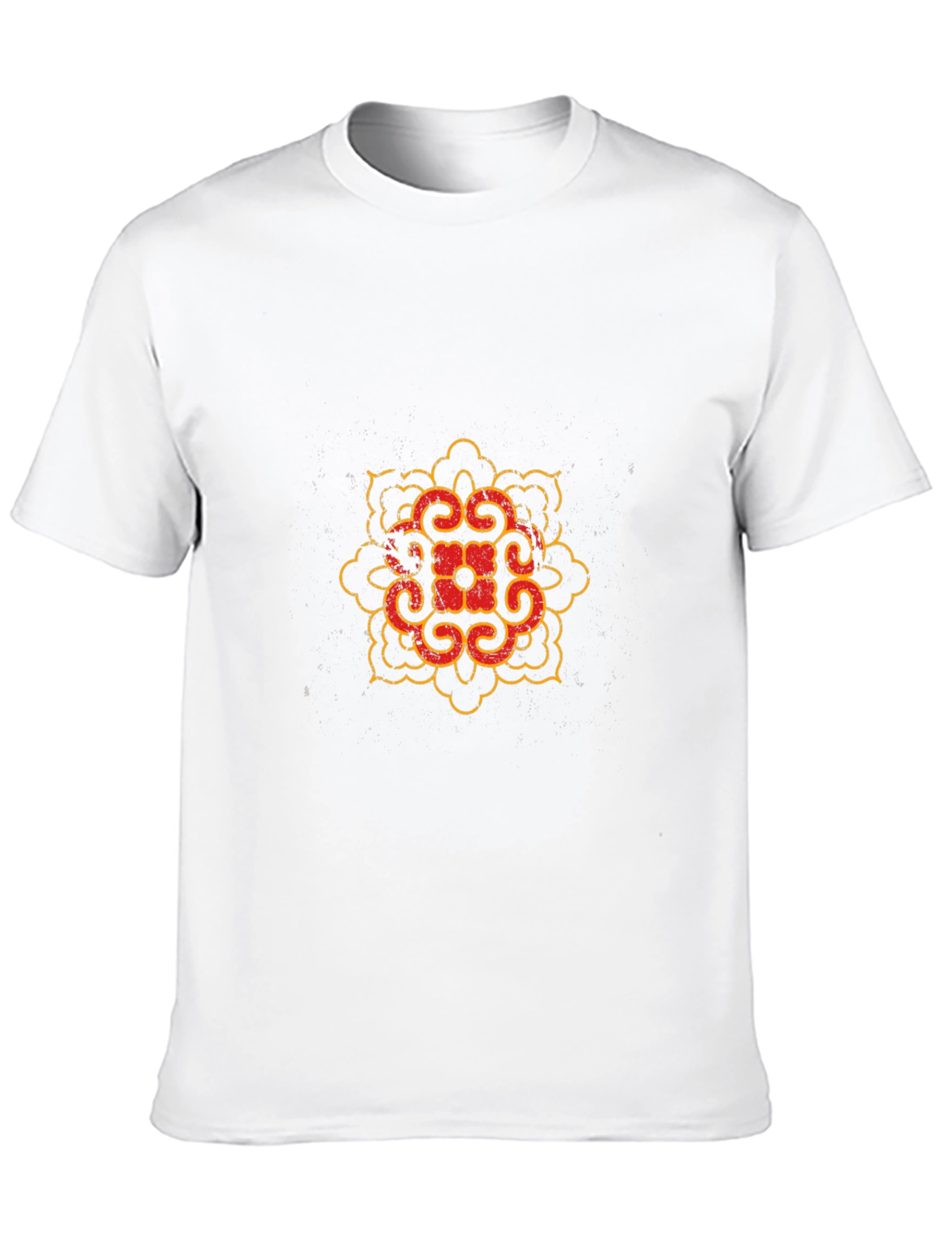 Black T-Shirt with Red and Gold Mandala Design