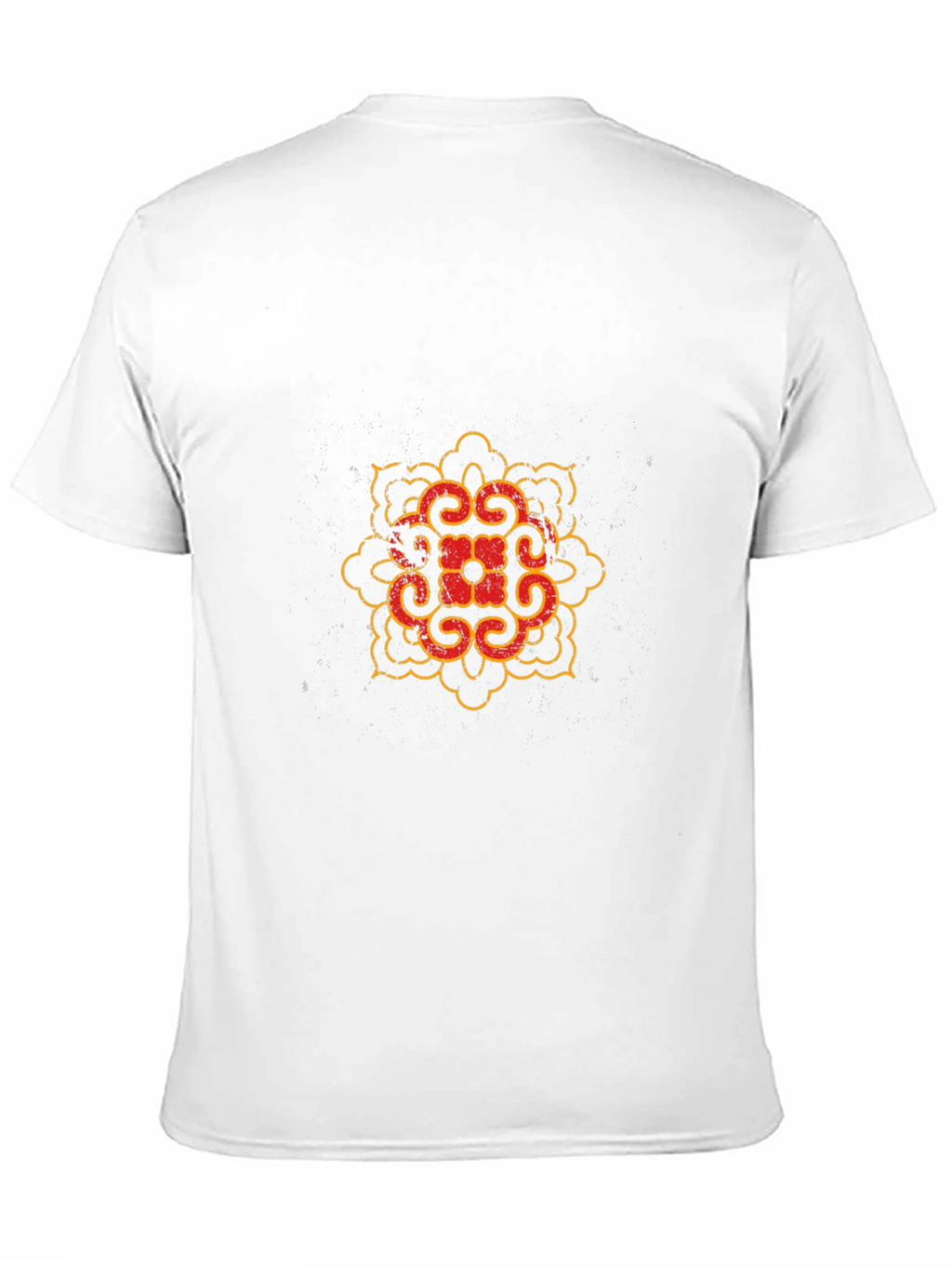 Black T-Shirt with Red and Gold Mandala Design