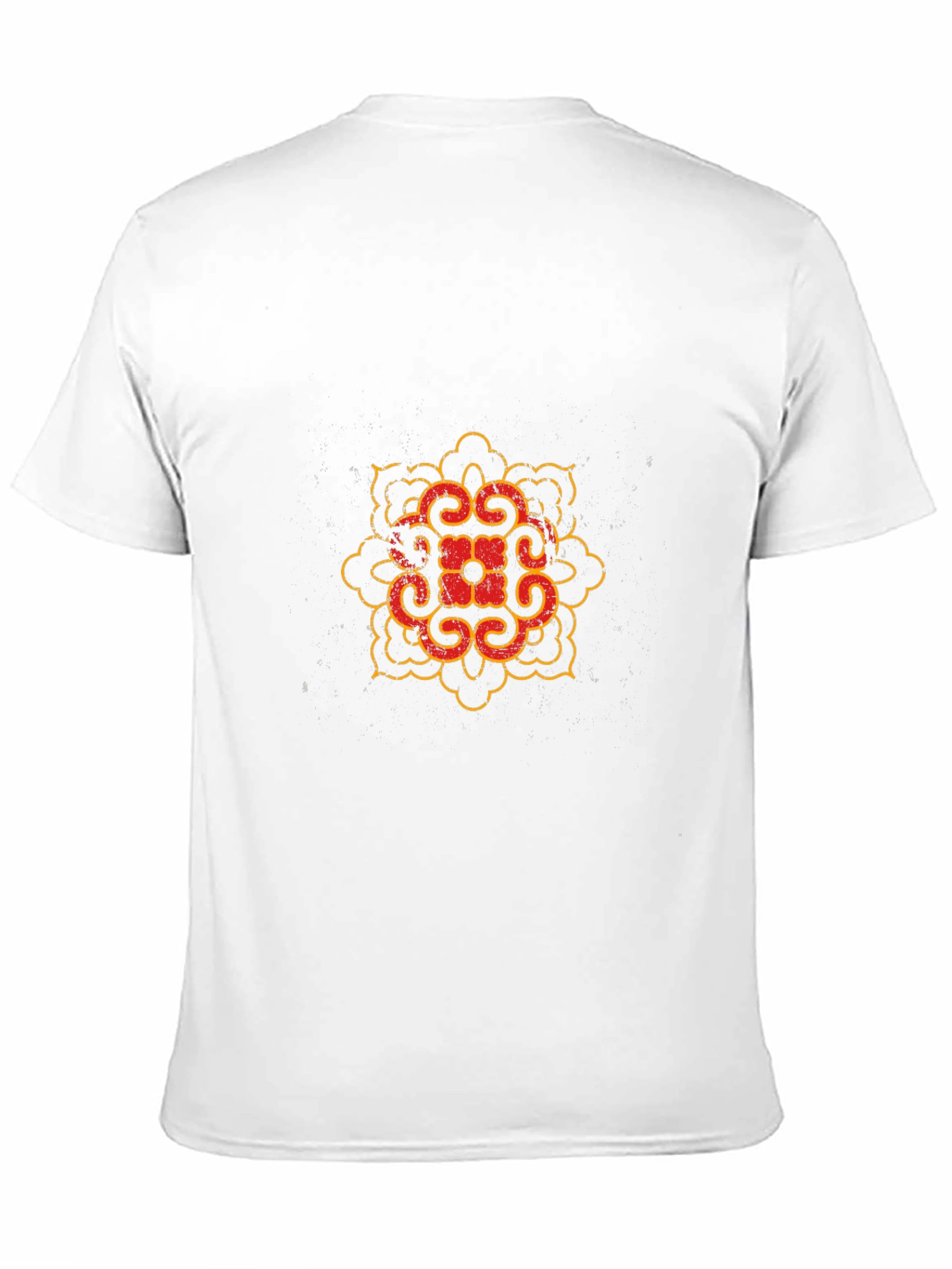 Black T-Shirt with Red and Gold Mandala Design