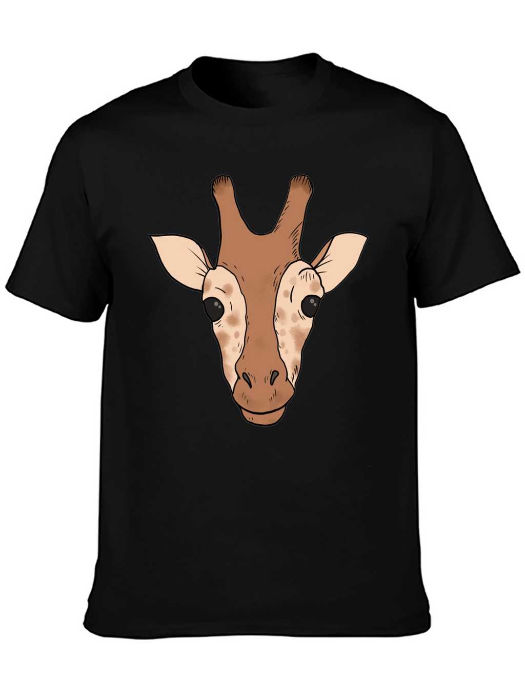 Giraffe Head Graphic Tee - Black Casual T-Shirt