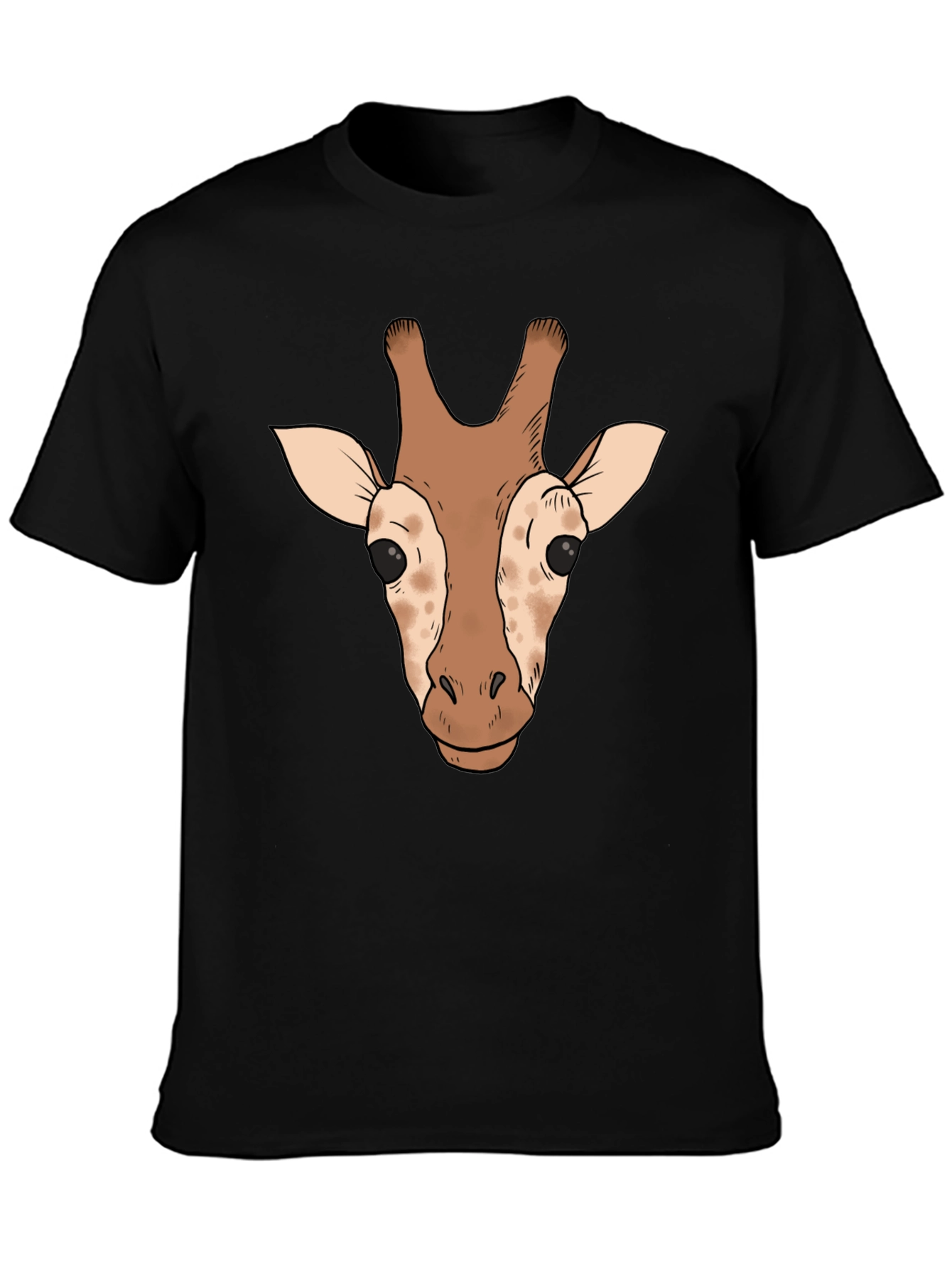 Giraffe Head Graphic Tee - Black Casual T-Shirt