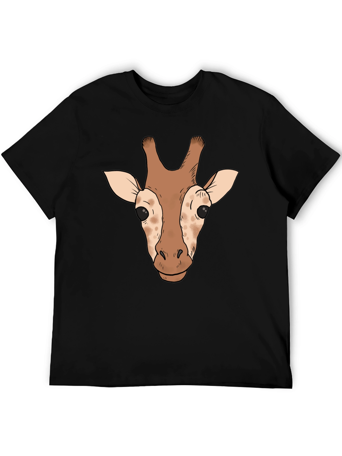 Giraffe Head Graphic Tee - Black Casual T-Shirt