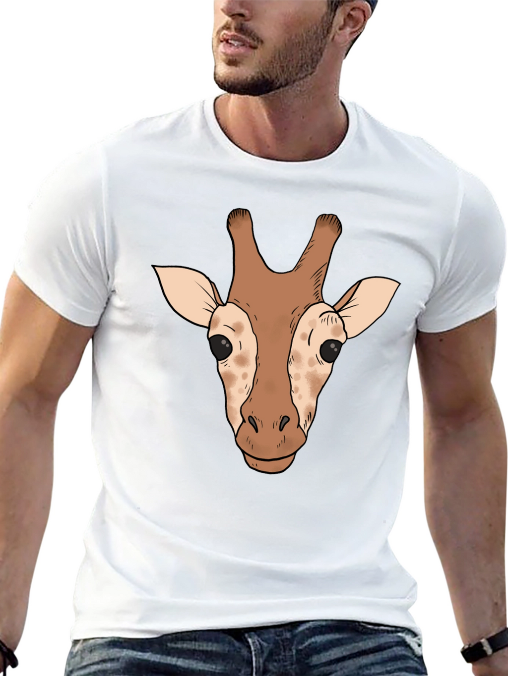 Giraffe Head Graphic Tee - Black Casual T-Shirt