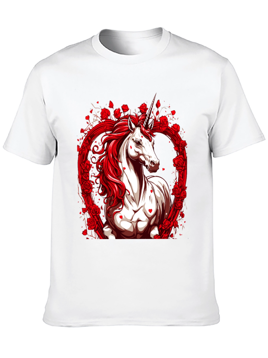 Unicorn Rose Heart Black T-Shirt