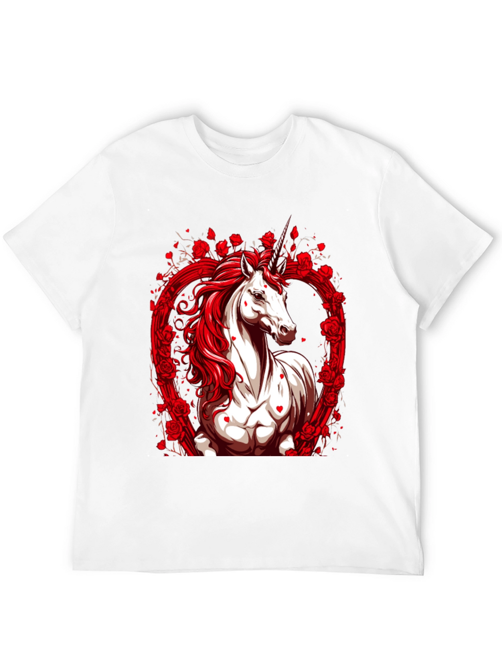 Unicorn Rose Heart Black T-Shirt