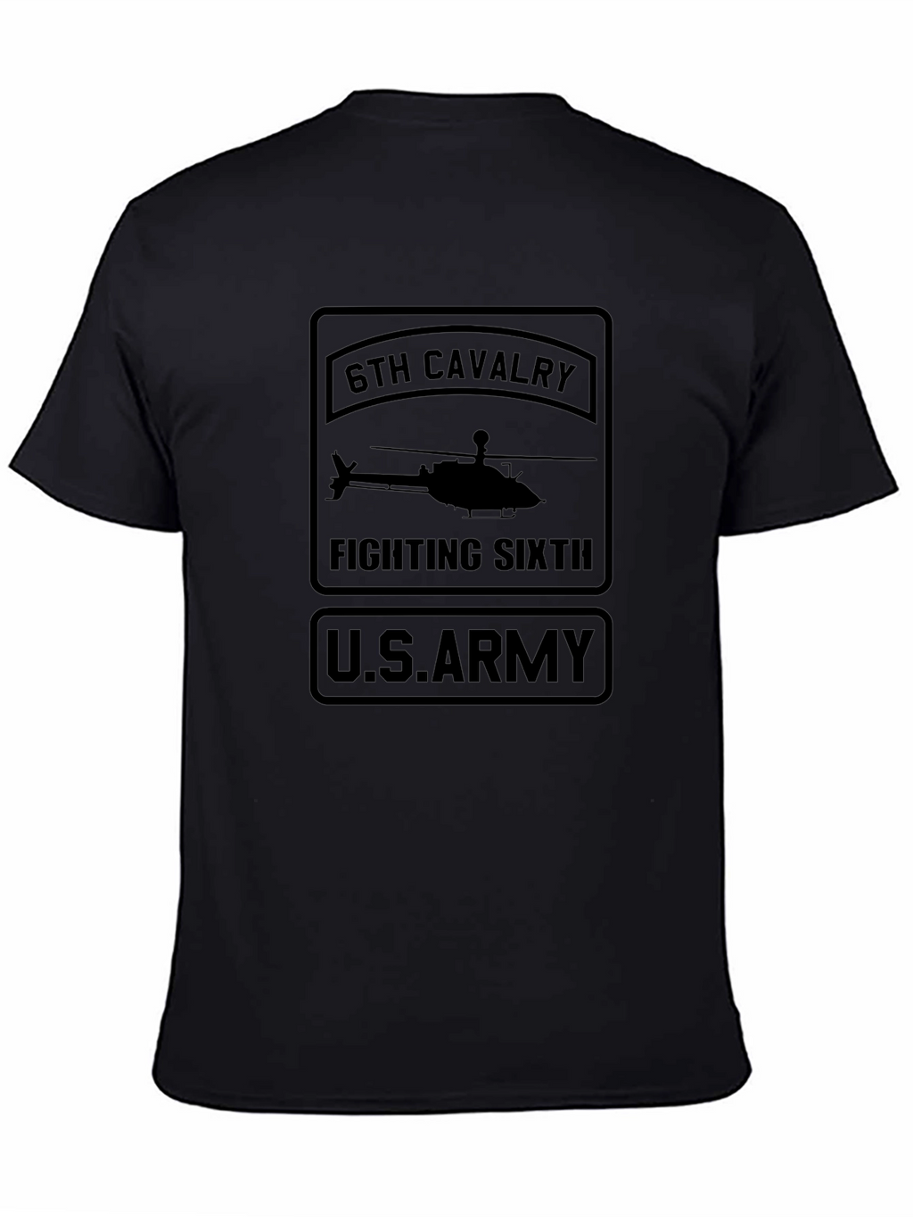 6th Cavalry Fighting Sixth U.S. Army Black T-Shirt