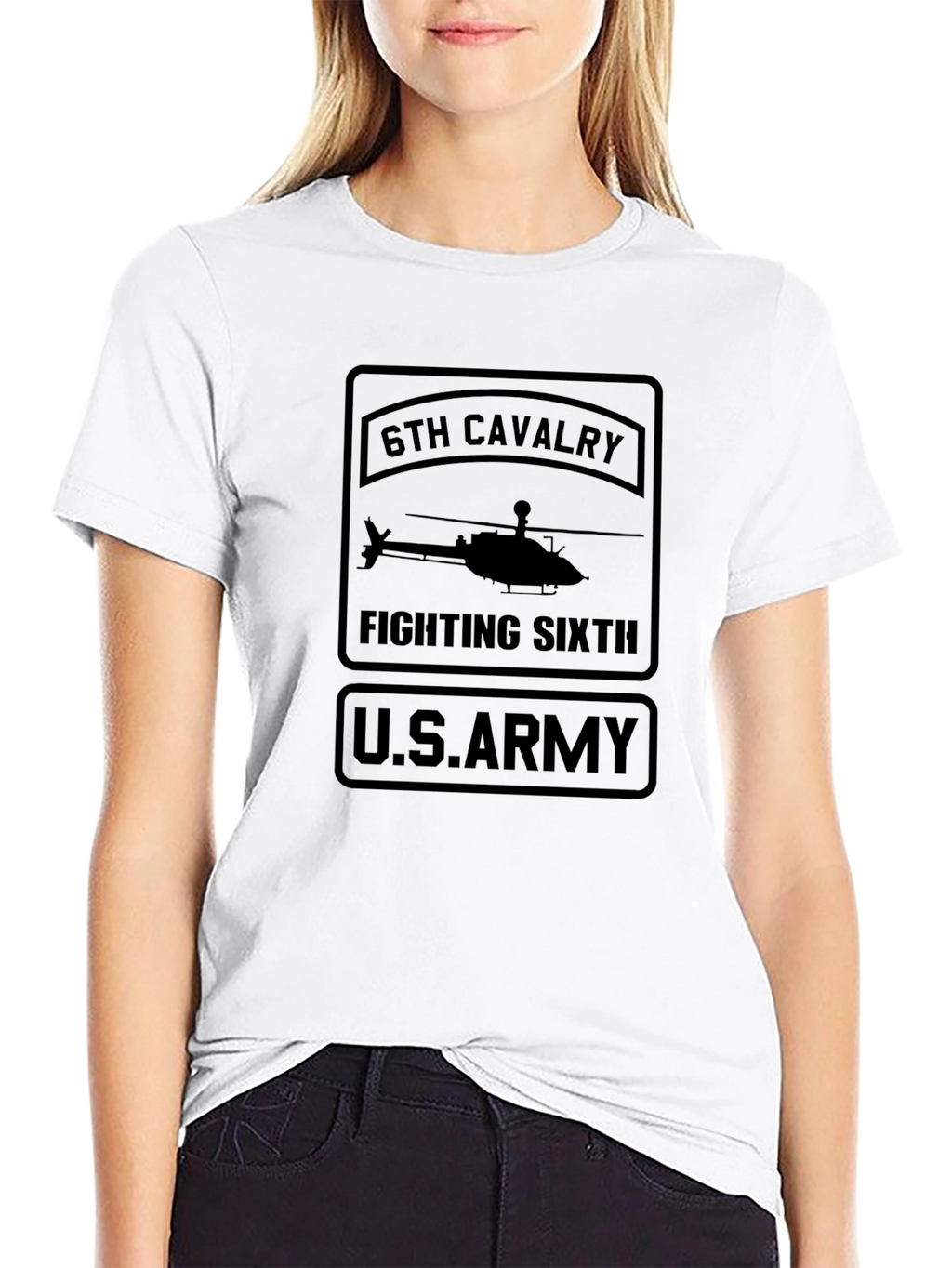 6th Cavalry Fighting Sixth U.S. Army Black T-Shirt