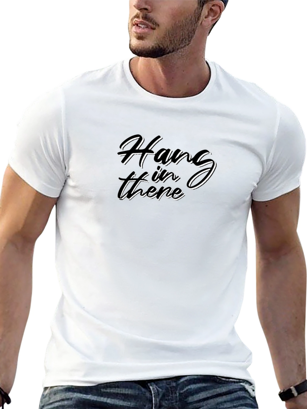 Hang In There Graphic T-Shirt - Black Casual Tee