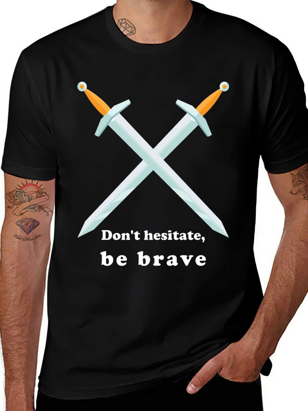 Be Brave T-Shirt Sword Graphic Tee - Black