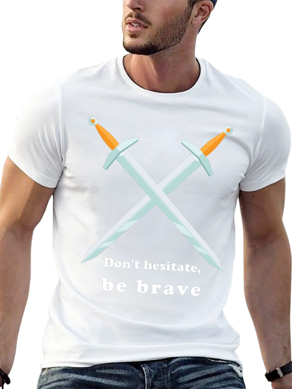 Be Brave T-Shirt Sword Graphic Tee - Black