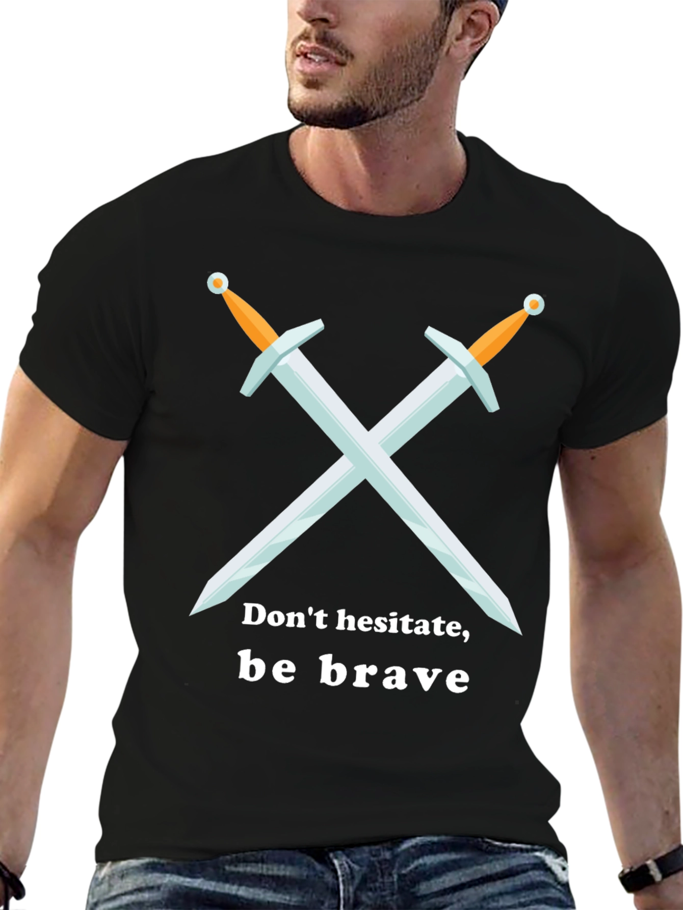 Be Brave T-Shirt Sword Graphic Tee - Black