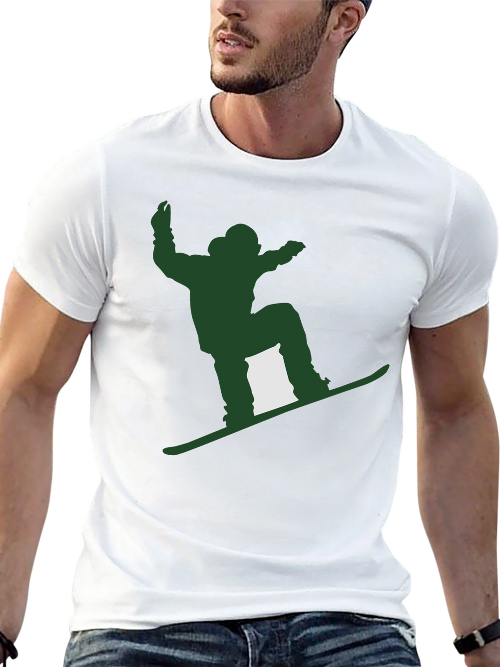 Snowboarder Graphic Tee - Mens Black Cotton T-Shirt