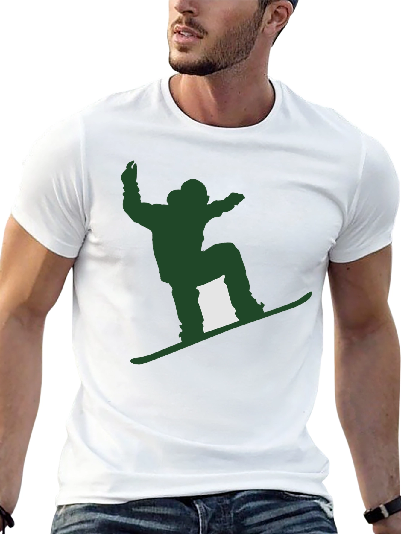 Snowboarder Graphic Tee - Mens Black Cotton T-Shirt