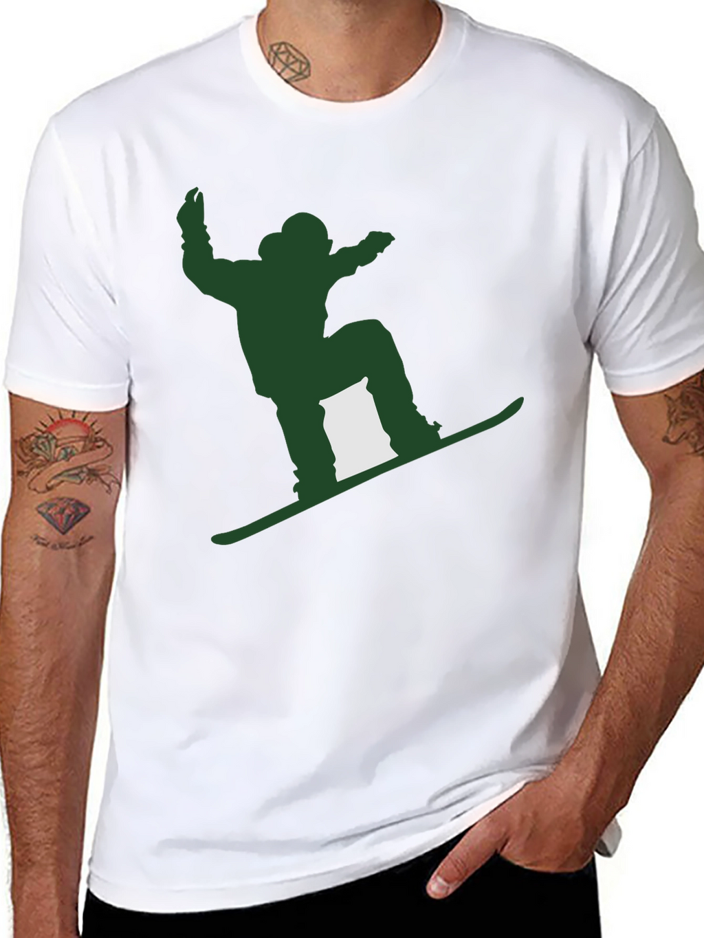 Snowboarder Graphic Tee - Mens Black Cotton T-Shirt