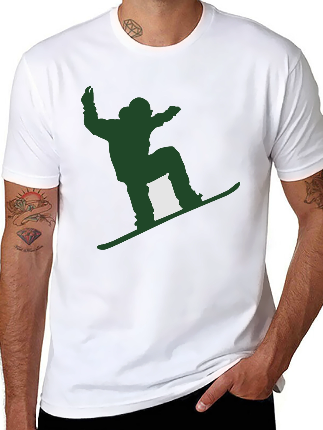 Snowboarder Graphic Tee - Mens Black Cotton T-Shirt