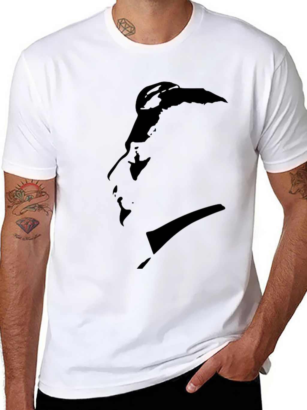 Minimalist Silhouette Graphic Black T-Shirt