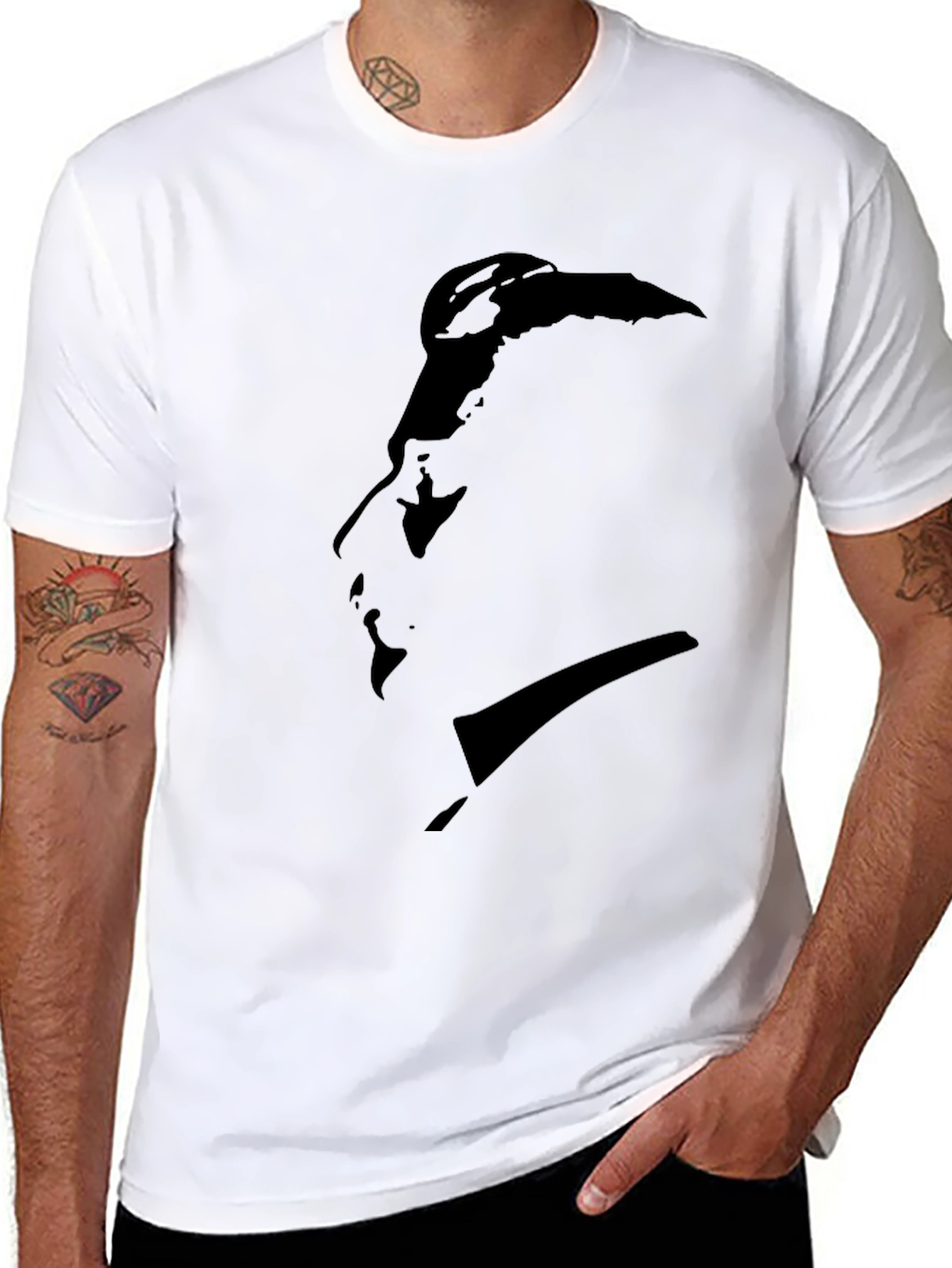 Minimalist Silhouette Graphic Black T-Shirt