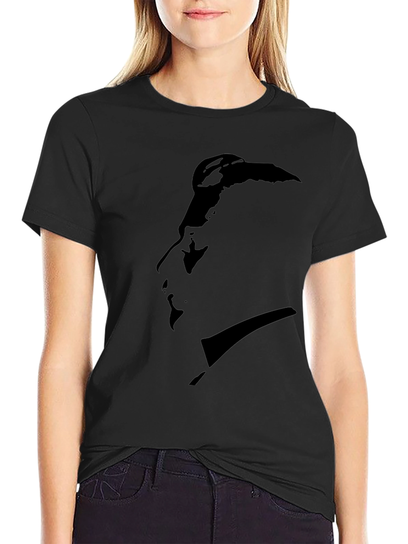 Minimalist Silhouette Graphic Black T-Shirt