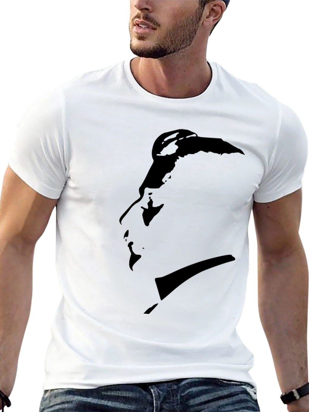 Minimalist Silhouette Graphic Black T-Shirt