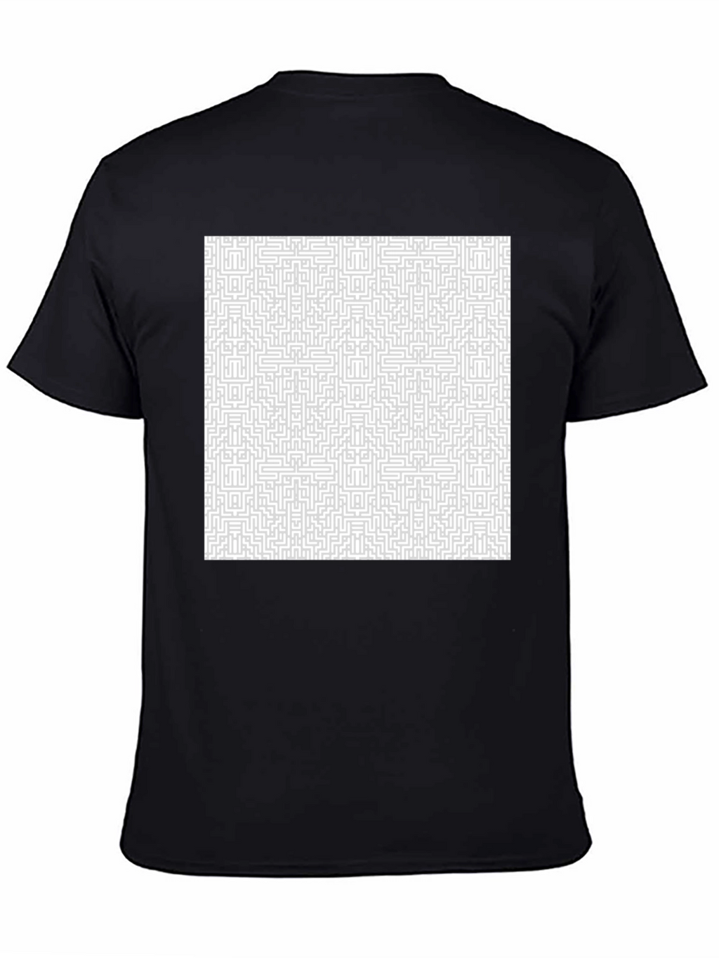 Maze Patterned T-Shirt - Black Cotton Tee