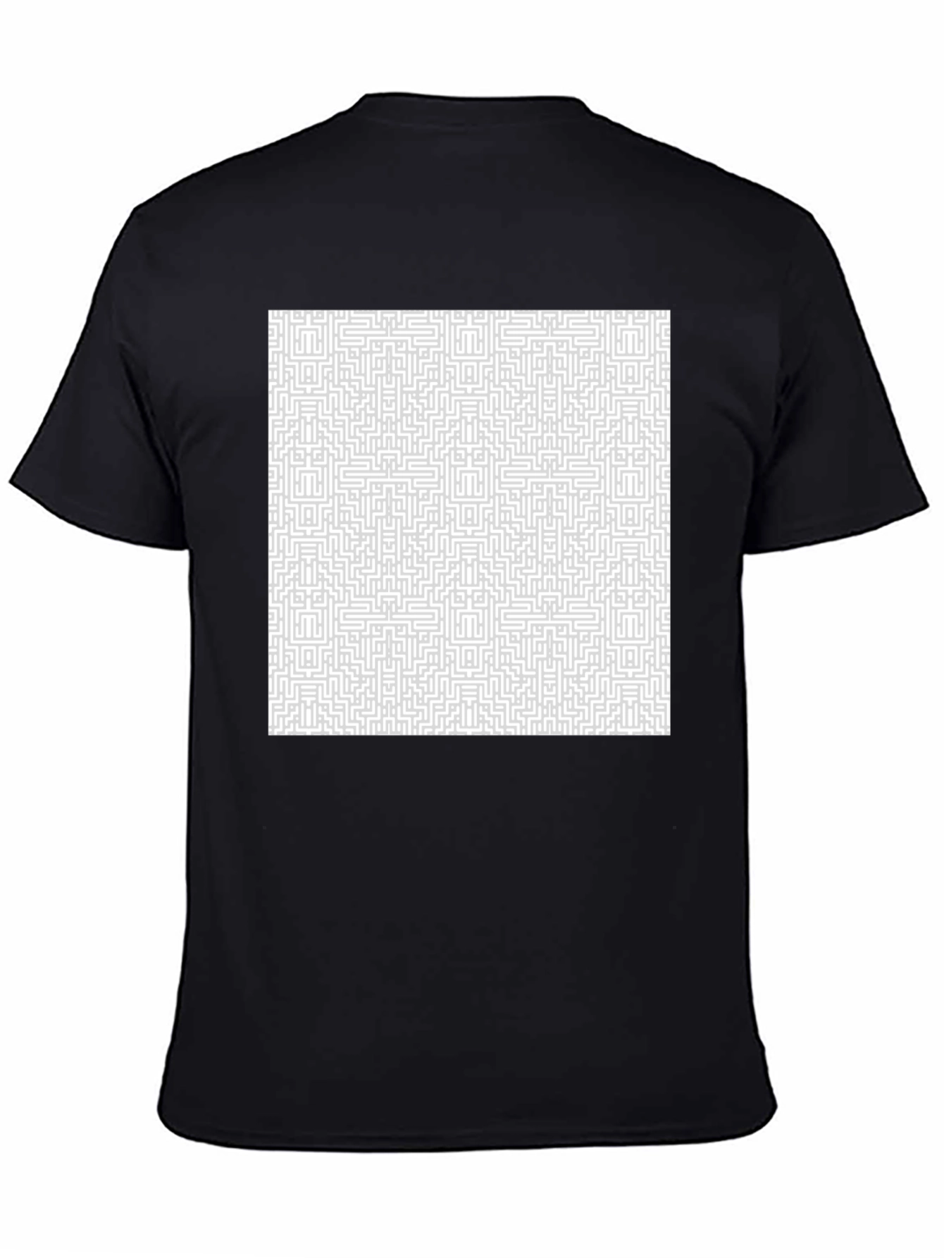 Maze Patterned T-Shirt - Black Cotton Tee